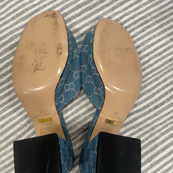 Blue and Gold Monogram Mules - Picture 2 of 3